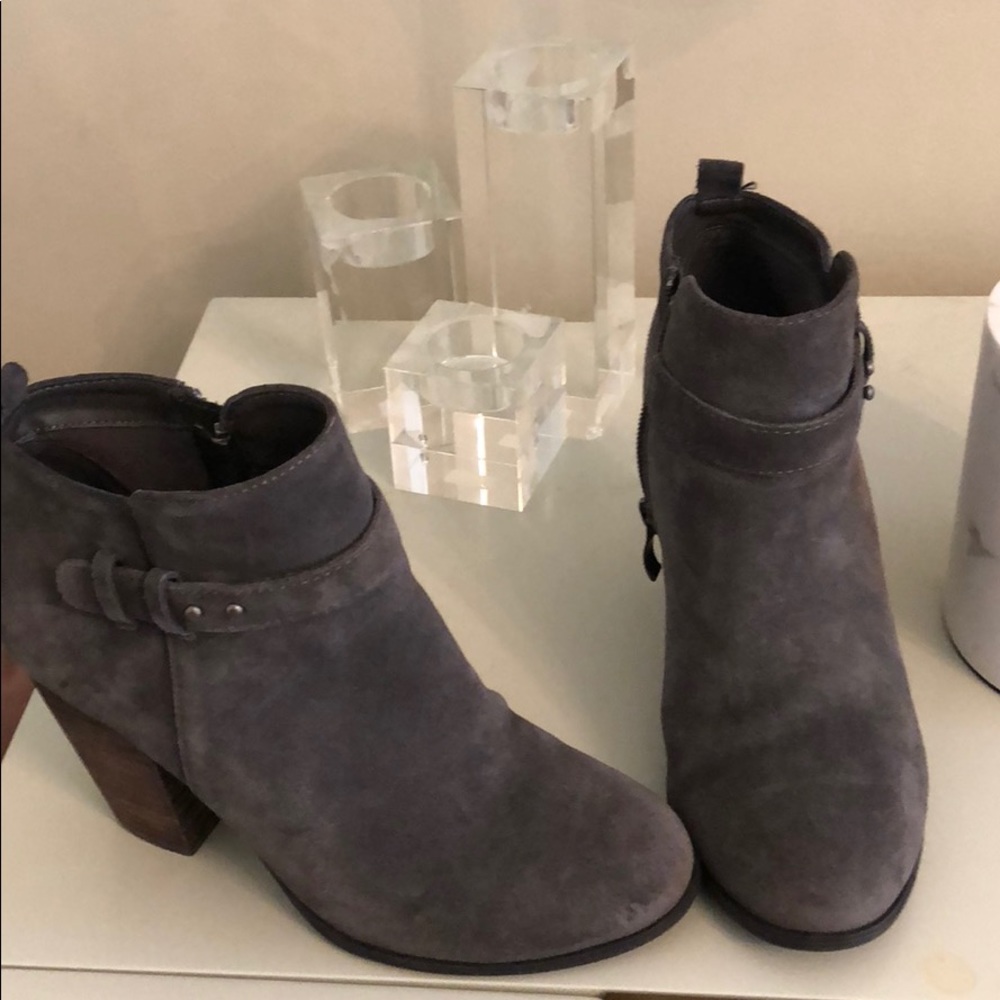 Grey suede booties